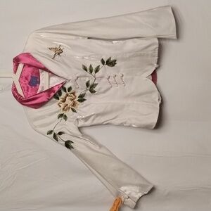 Tang Fei women's small white embroidered flower butterfly traditional tang suit